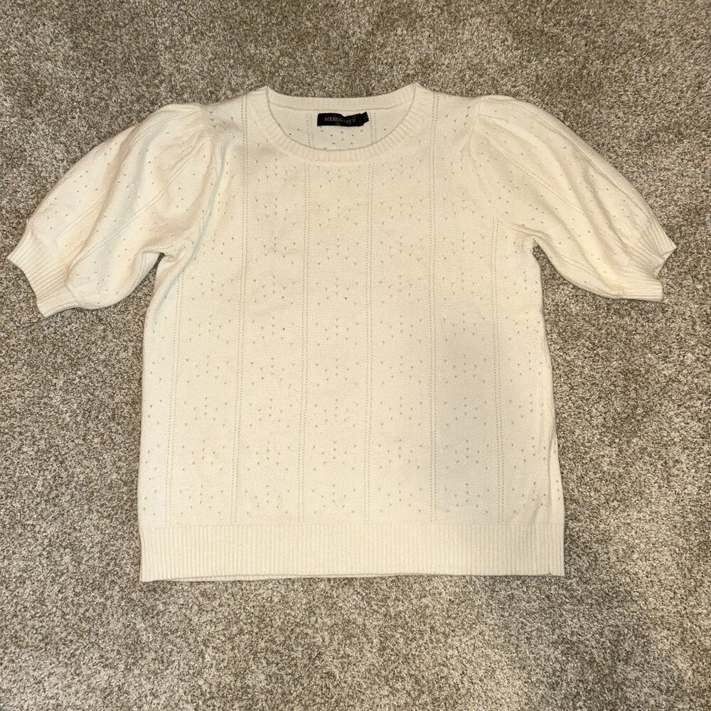 White Short Sleeve Sweater